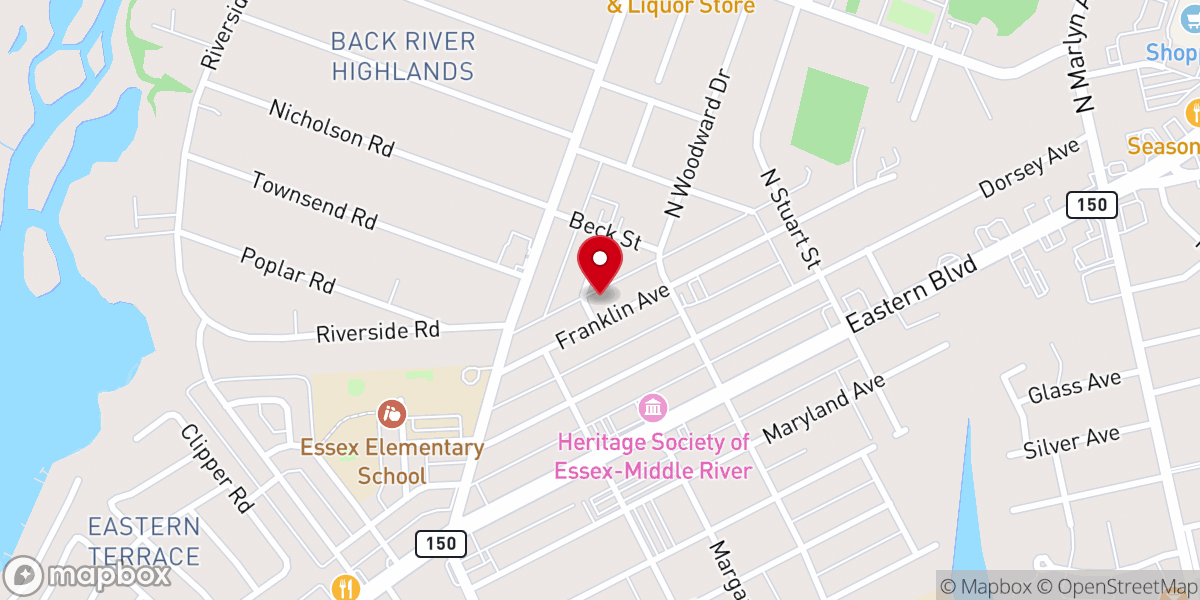 Map showing location of St John's Evangelical Lutheran Church