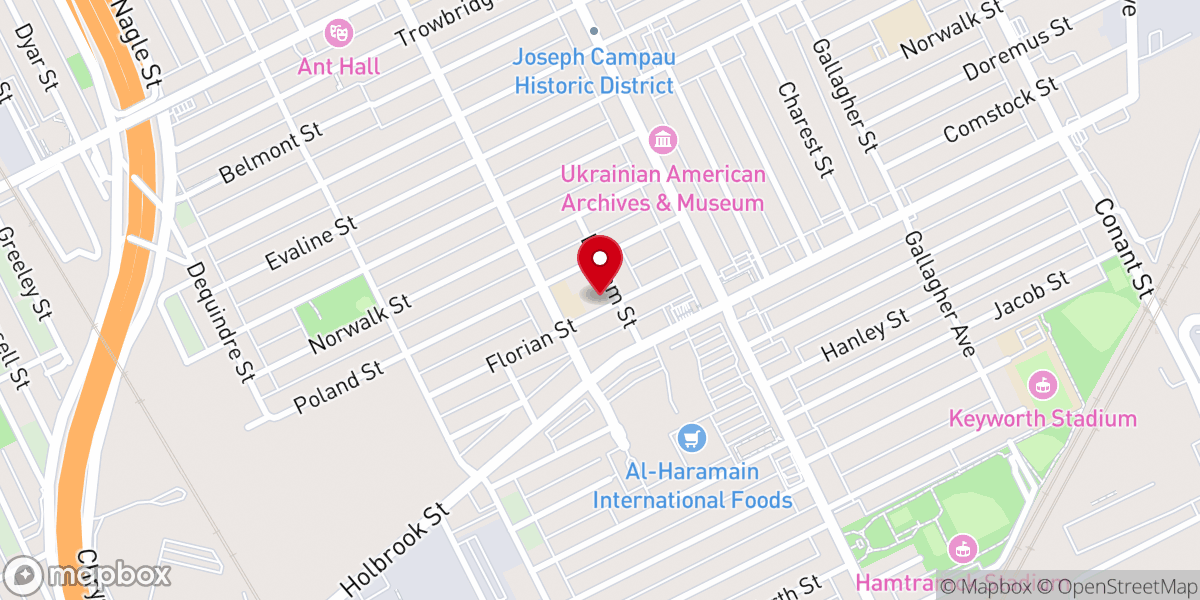 Map showing location of St. Florian Catholic Church