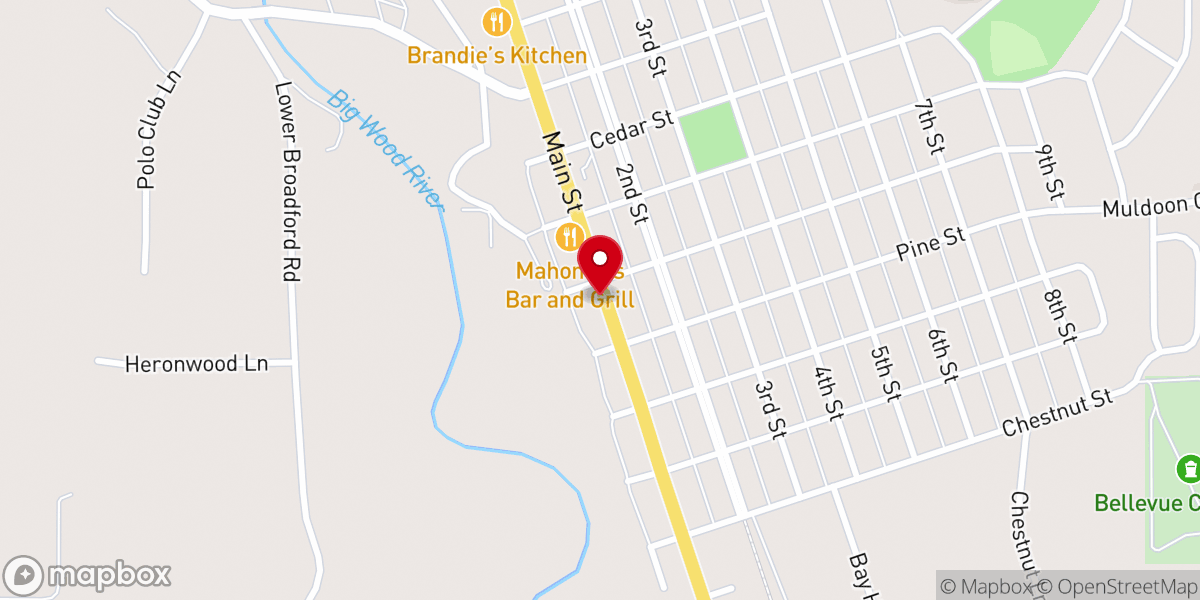 Map showing location of Bellevue