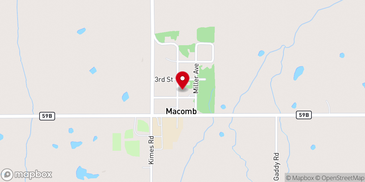 Map showing location of Macomb Community Family Wrshp