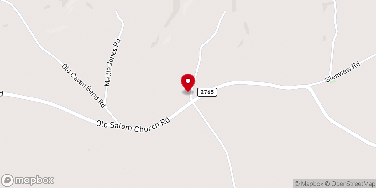 Map showing location of New Salem Baptist Church