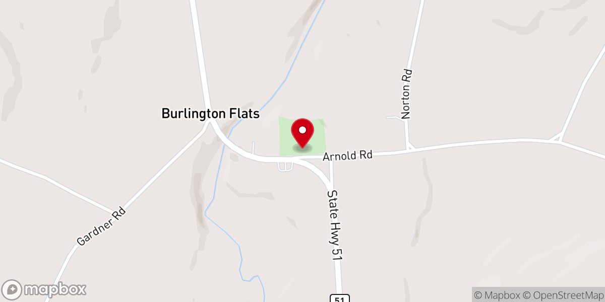 Map showing location of Burlington Flats Baptist Church