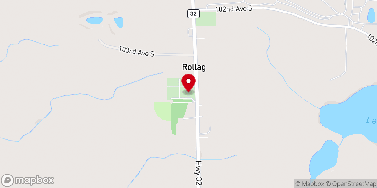 Map showing location of Rollag Lutheran Church