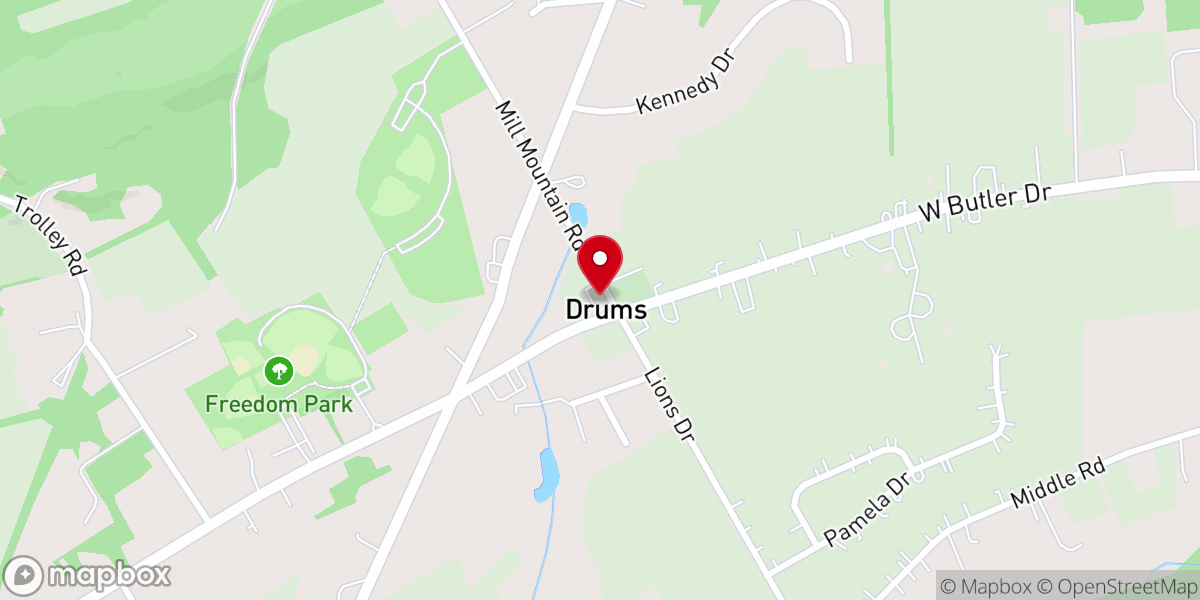 Map showing location of St. Paul's United Methodist Church Drums, PA