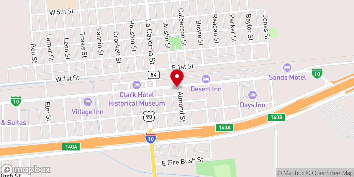 Map showing location of Van Horn Community Christian Shelter