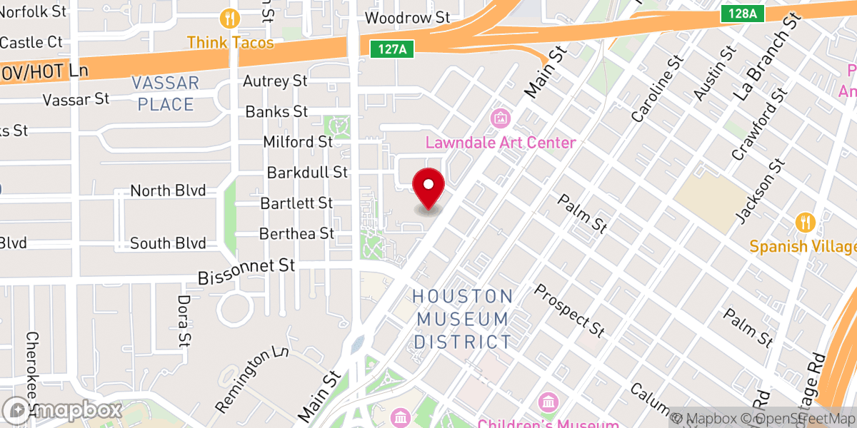 Map showing location of First Presbyterian Church of Houston