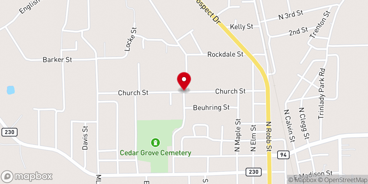 Map showing location of Church of the Extreme