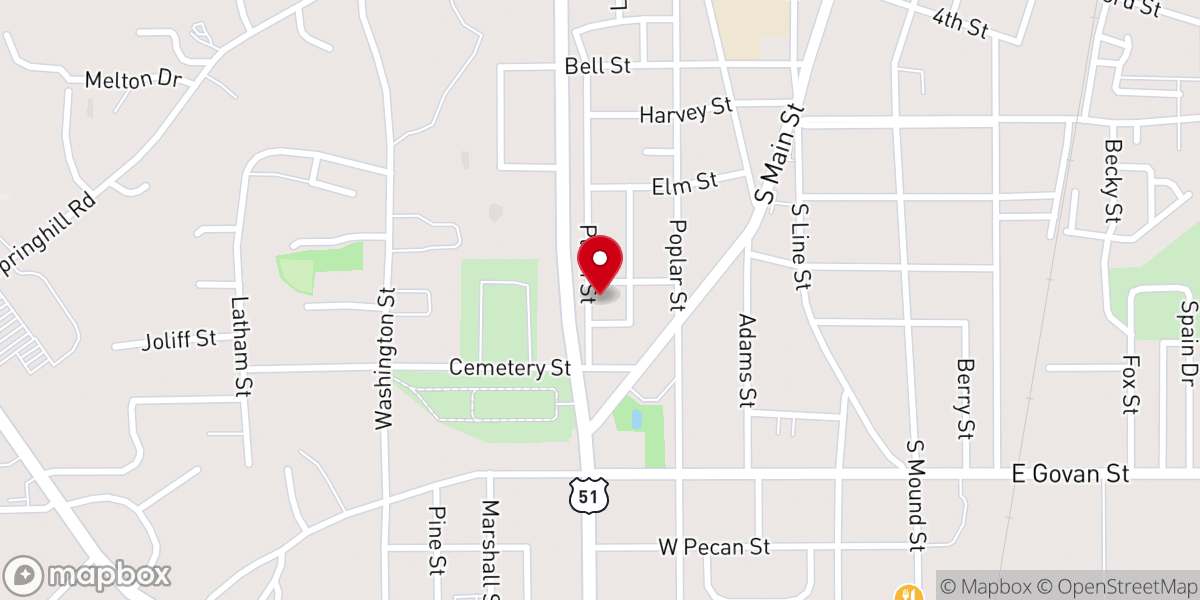 Map showing location of Pleasant Grove Baptist Church