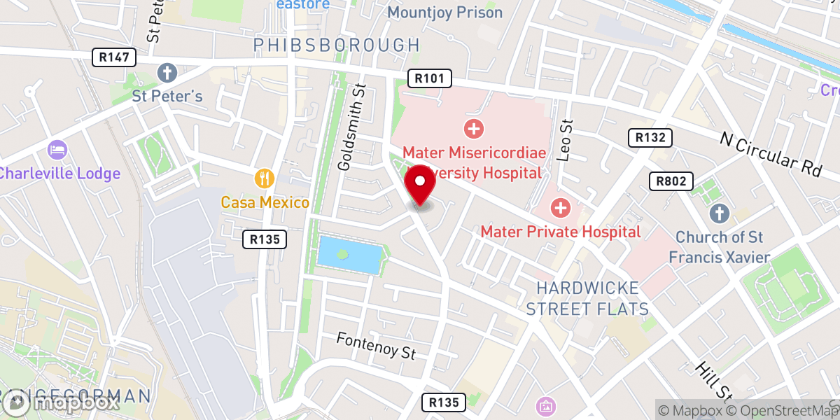 Map showing location of St. Joseph's Catholic Church