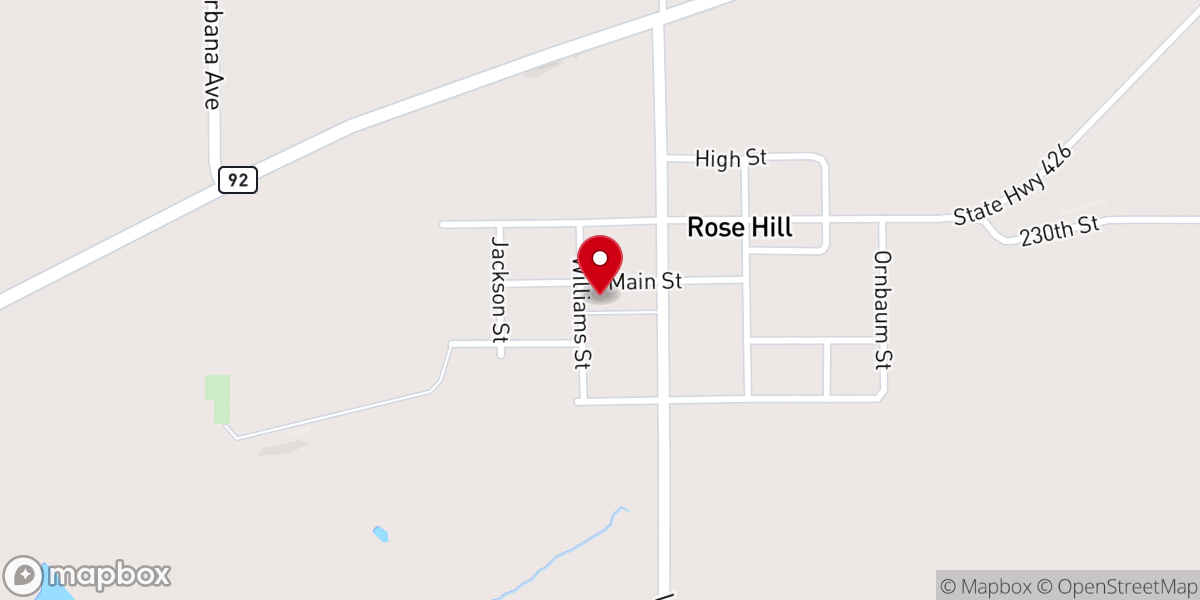 Map showing location of Rose Hill Methodist Episcopal Church