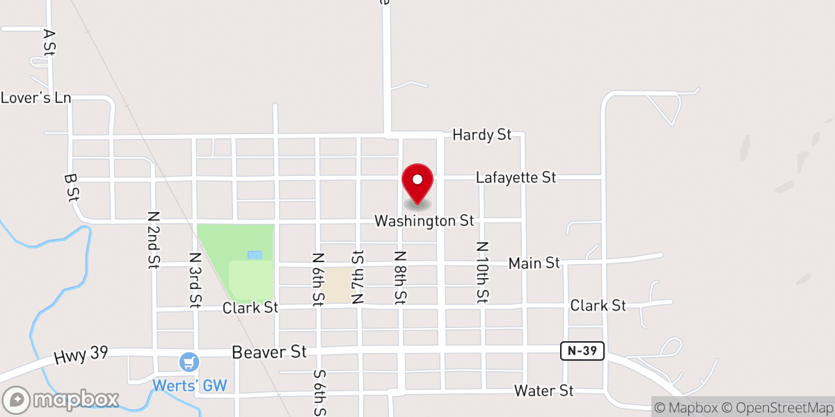 Map showing location of St. Edward Catholic Church