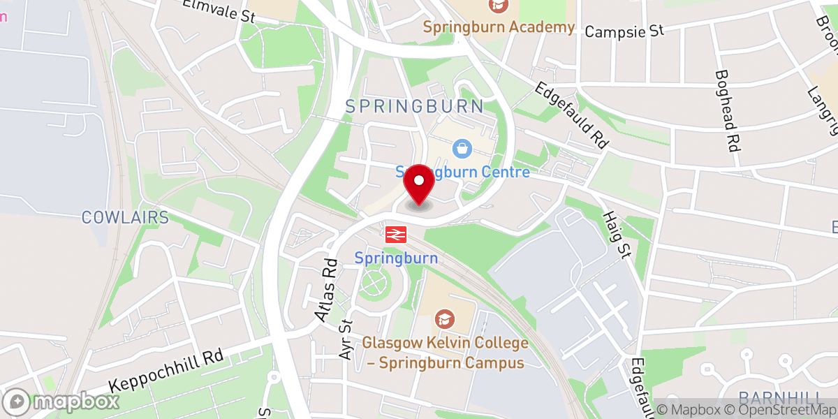 Map showing location of Springburn Parish Church