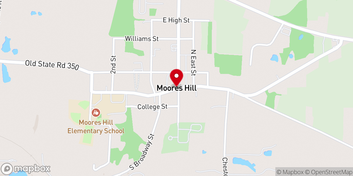Map showing location of Moores Hill