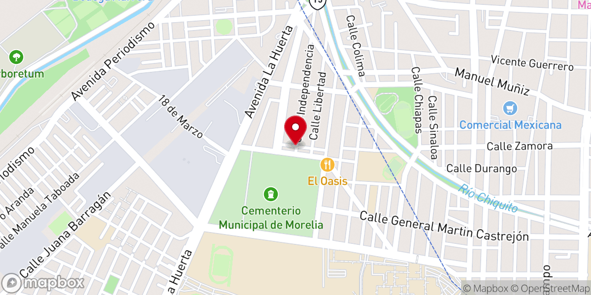 Map showing location of Rectoría del Panteón Municipal