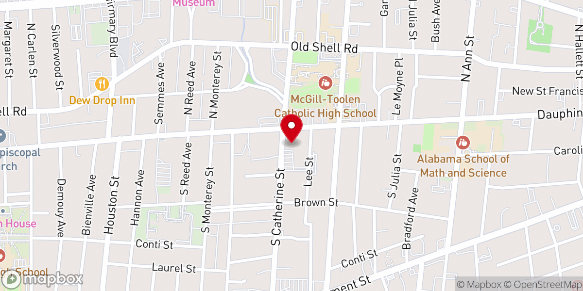Map showing location of Dauphin Way United Methodist Church