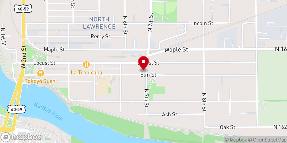 Map showing location of N Lawrence Christian Church
