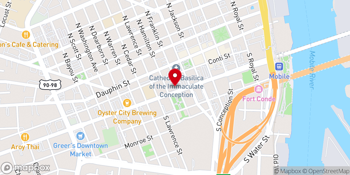 Map showing location of Catholic Archdiocese of Mobile