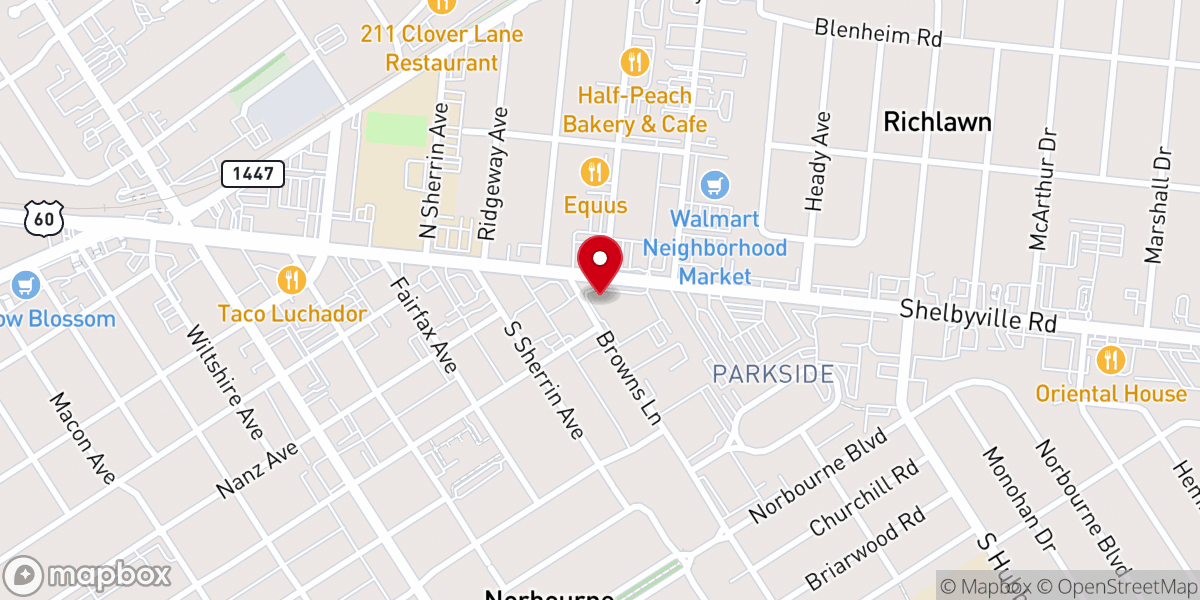 Map showing location of Beargrass Christian Church