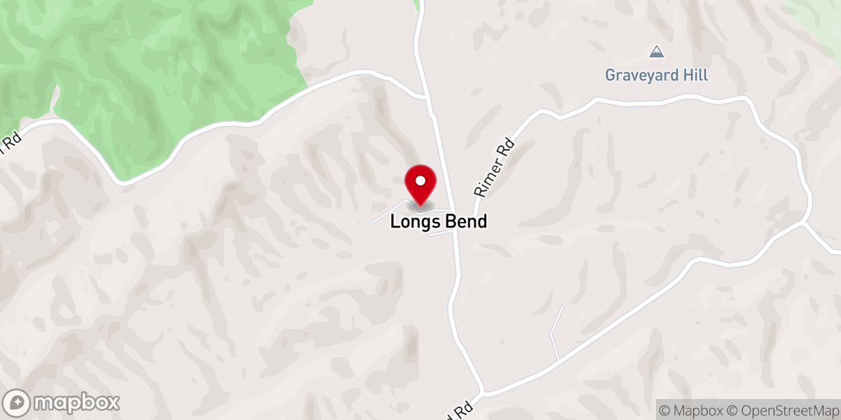 Map showing location of Longs Bend Baptist Church