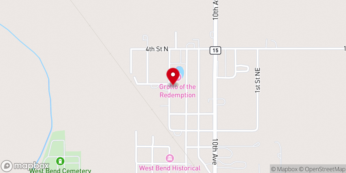Map showing location of Shrine of the Grotto of the Redemption