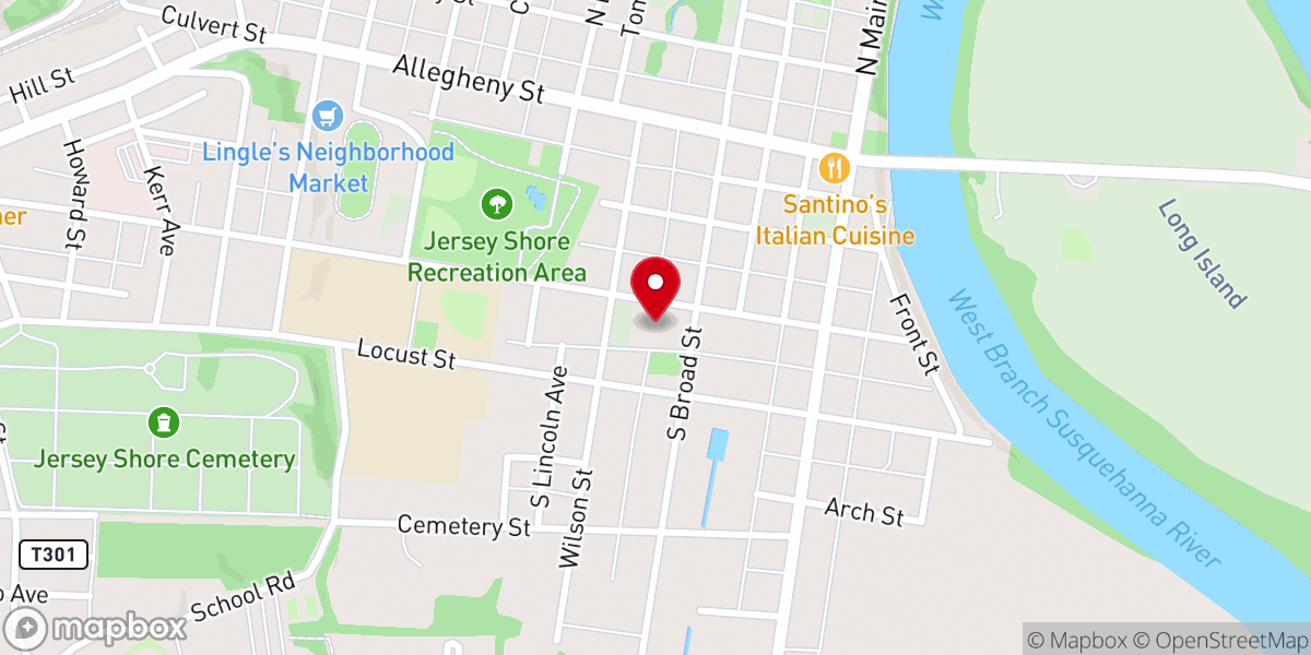 Map showing location of Calvary Baptist Church