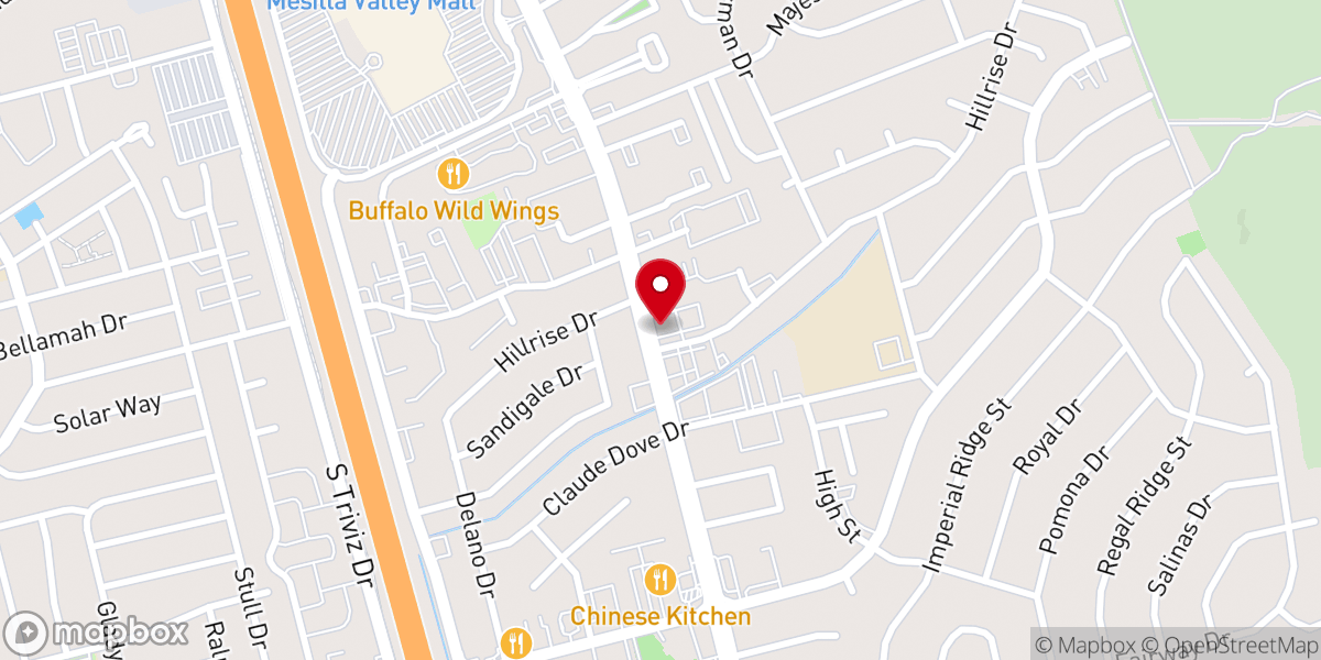 Map showing location of Alpha & Omega of Las Cruces
