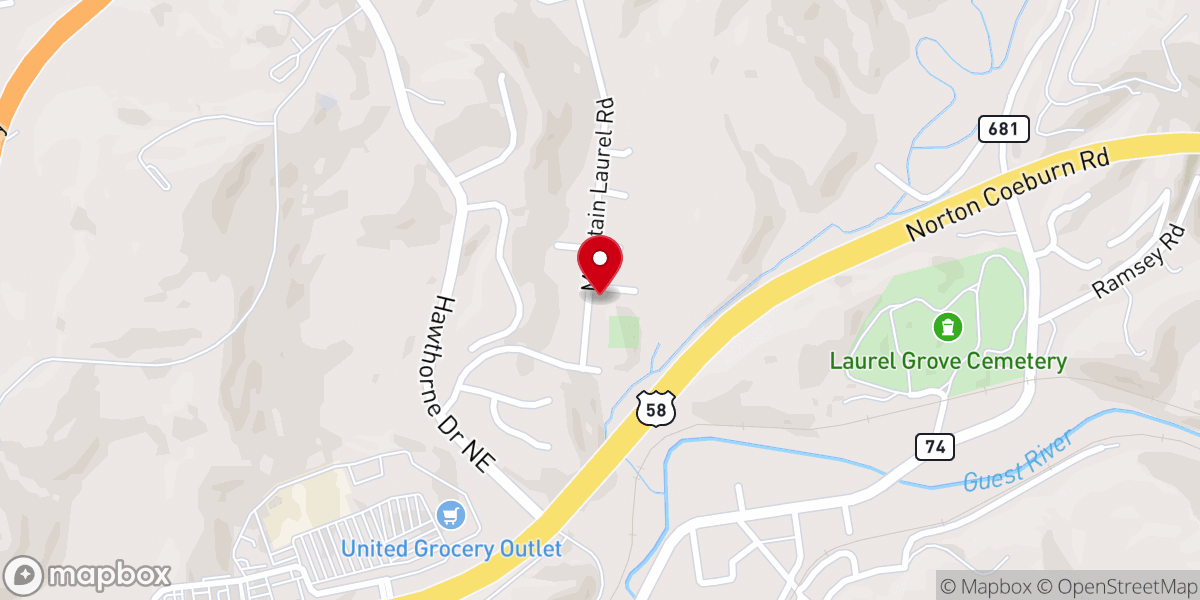 Map showing location of Junior Tate Ministries