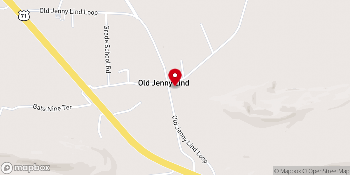 Map showing location of Jenny Lind Baptist Church