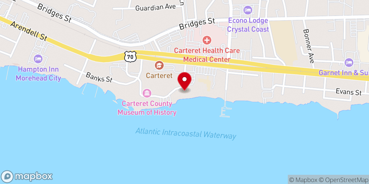 Map showing location of Crystal Coast Civic Center