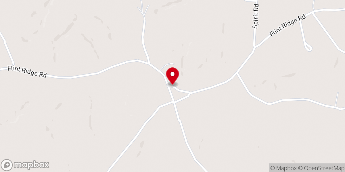 Map showing location of Flint Ridge Baptist Church