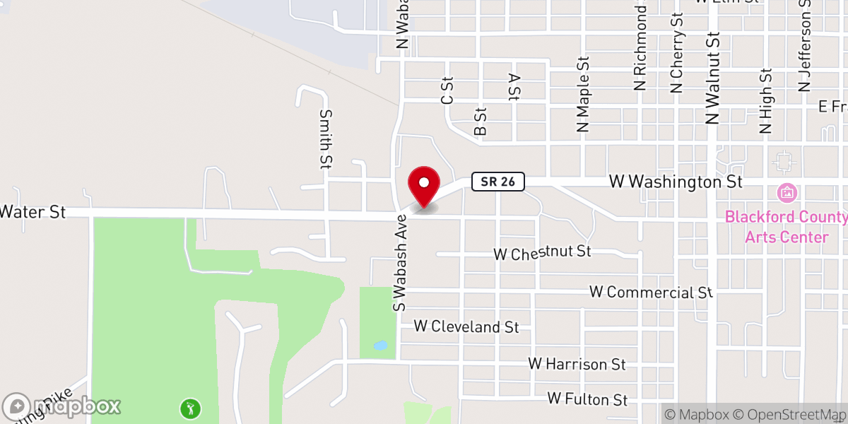 Map showing location of Community And Family Services Hartford City Pantry - Food Distribution Center
