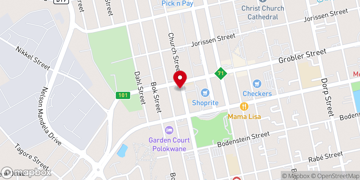 Map showing location of Christ Embassy Polokwane