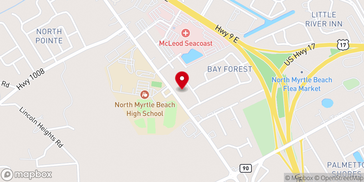 Map showing location of North Myrtle Beach Pentecostal Holiness Church