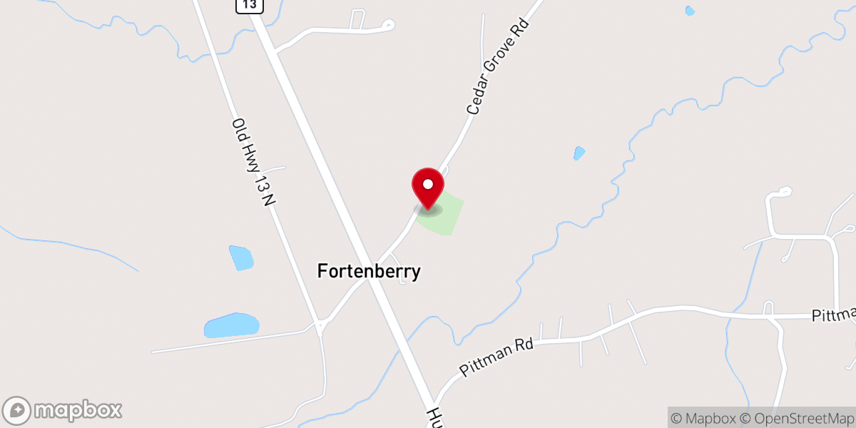 Map showing location of Cedar Grove Baptist Church