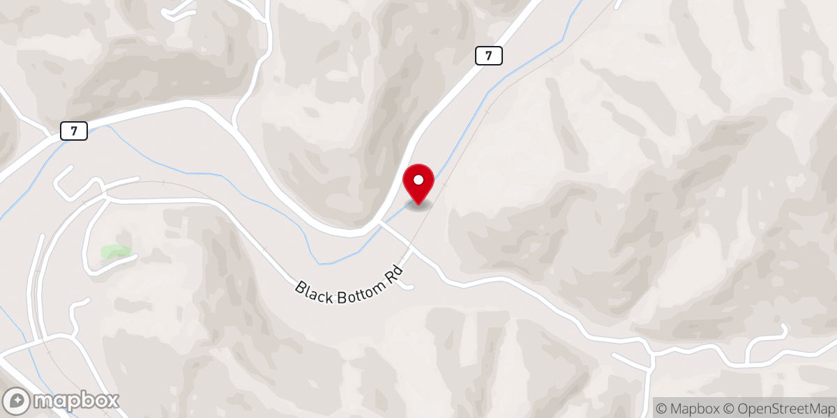 Map showing location of Blair Branch Church
