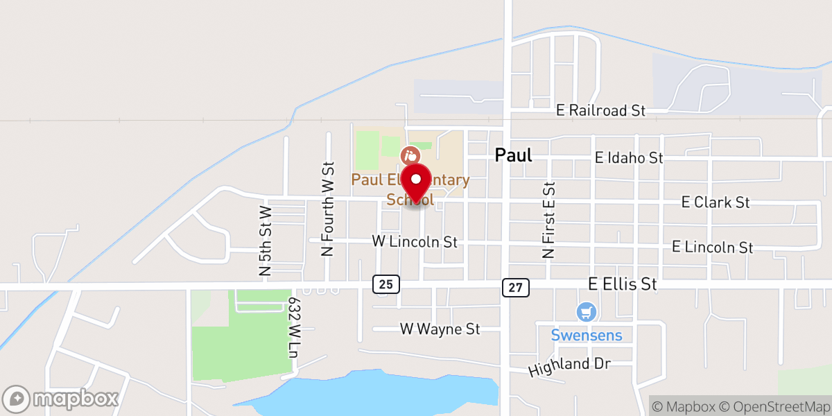 Map showing location of Paul Congregational Church