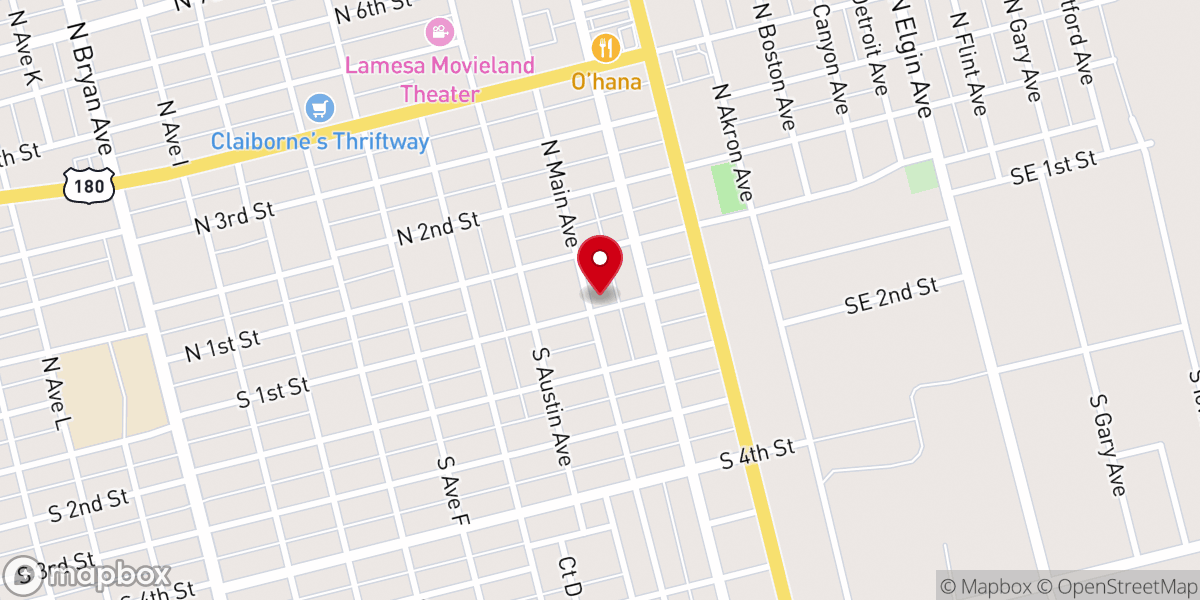 Map showing location of Lamesa Area Chamber of Commerce