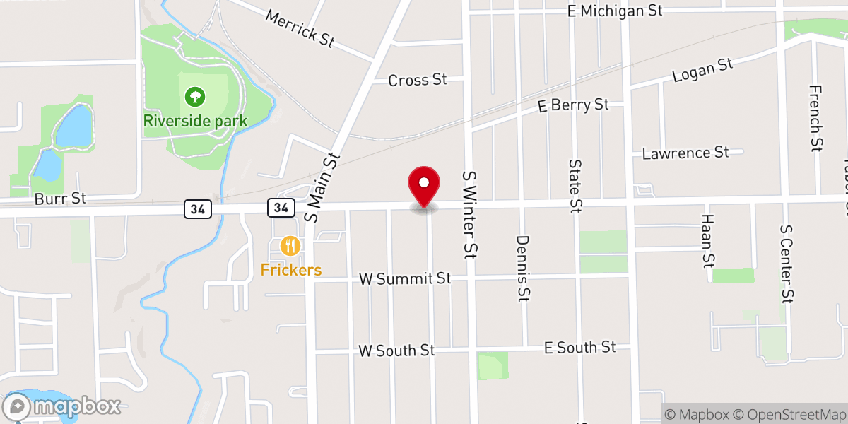 Map showing location of Maple City Baptist Church