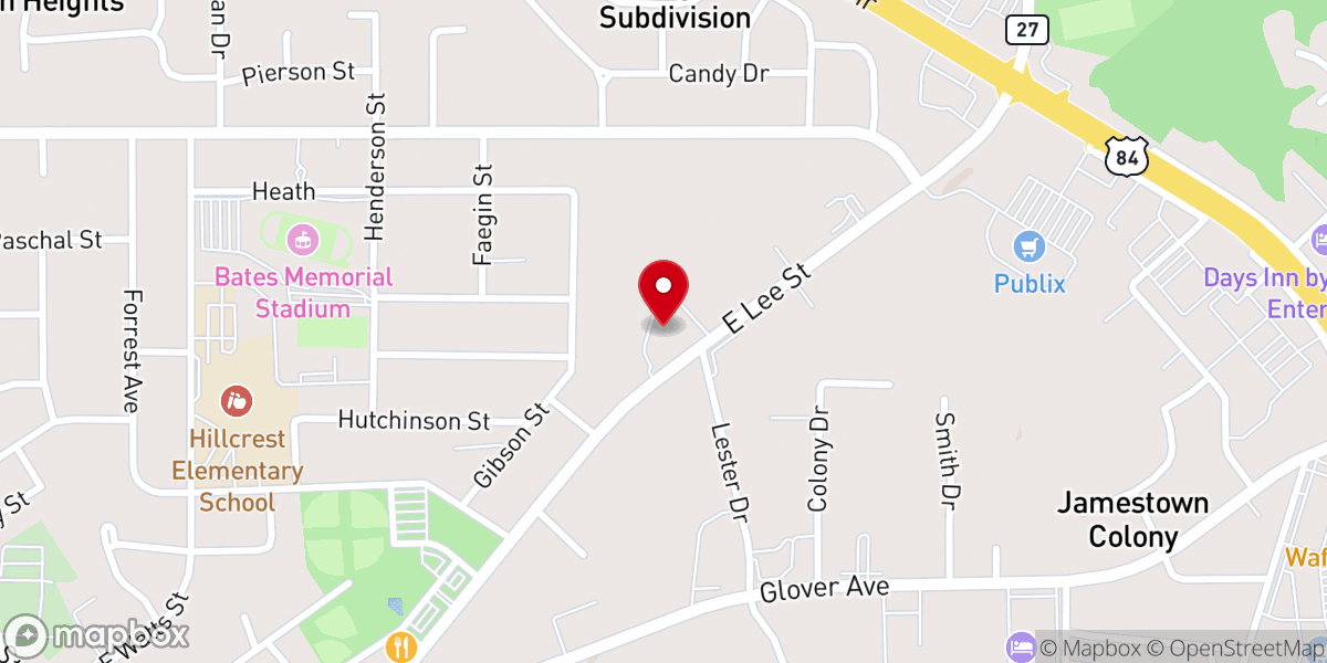 Map showing location of Green Hill Presbyterian Church