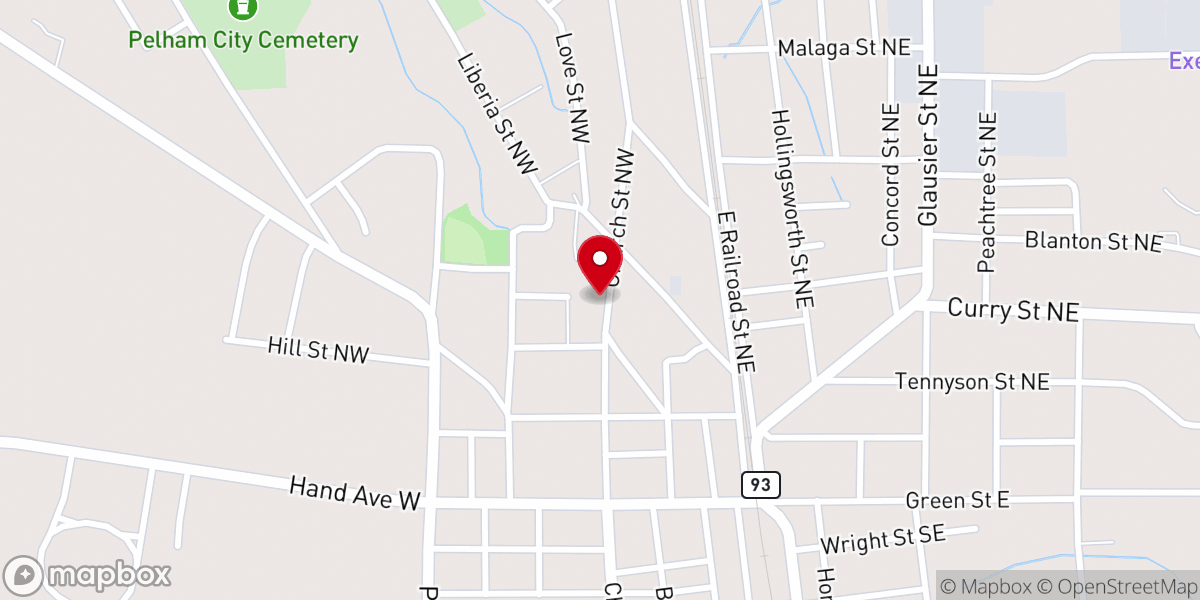 Map showing location of Pelham Food Mart