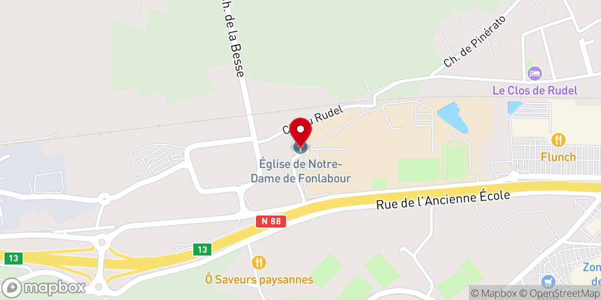 Map showing location of Église Notre Dame de Fonlabour