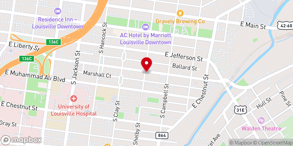 Map showing location of Jefferson Street Baptist Center