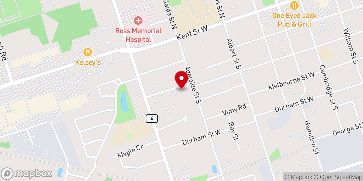 Map showing location of Lindsay Gospel Hall