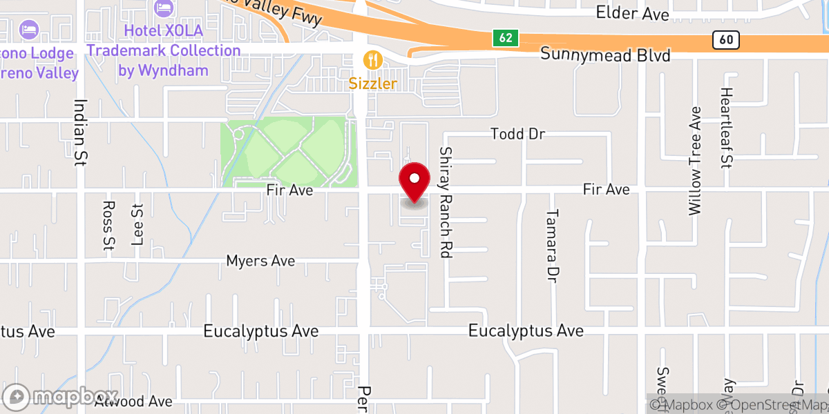 Map showing location of Victory Outreach Moreno Valley