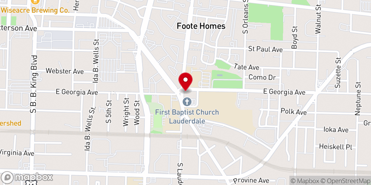 Map showing location of Gospel Temple Church of God in Christ