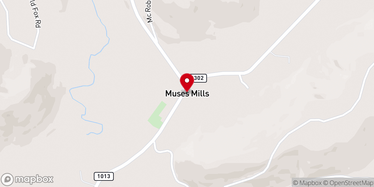 Map showing location of Muses Mills