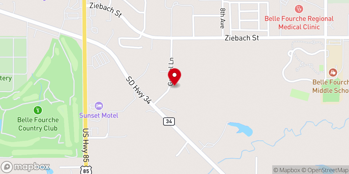 Map showing location of Black Hills Gospel Assembly