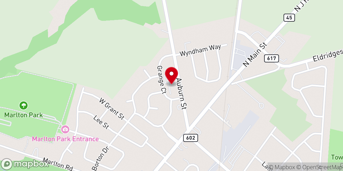 Map showing location of Woodstown Presbyterian Church