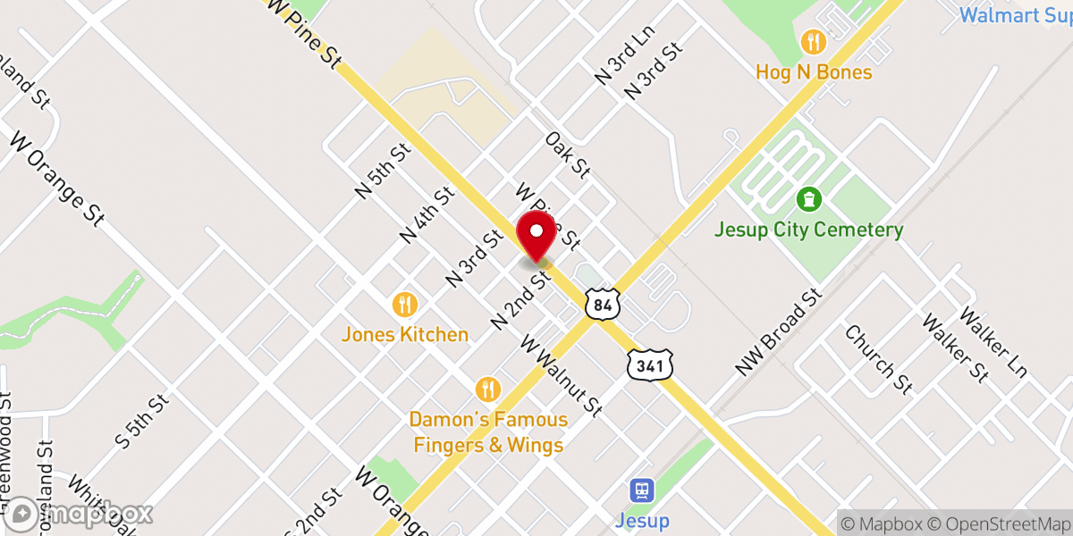Map showing location of Bennett Union Baptist Church