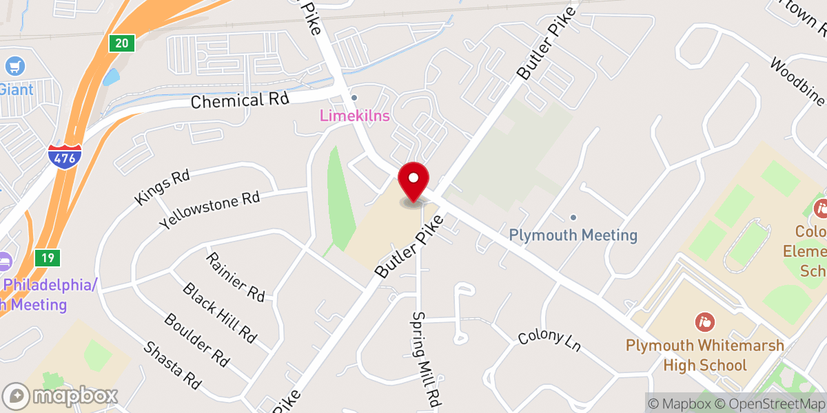 Map showing location of Plymouth Meeting Friends Meeting House